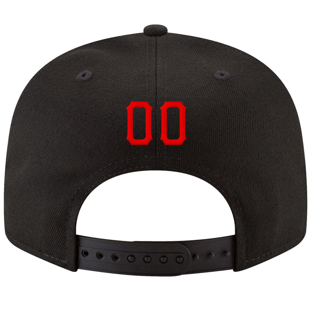 Custom Black Red-Gold Stitched Adjustable Snapback Hat photo 3