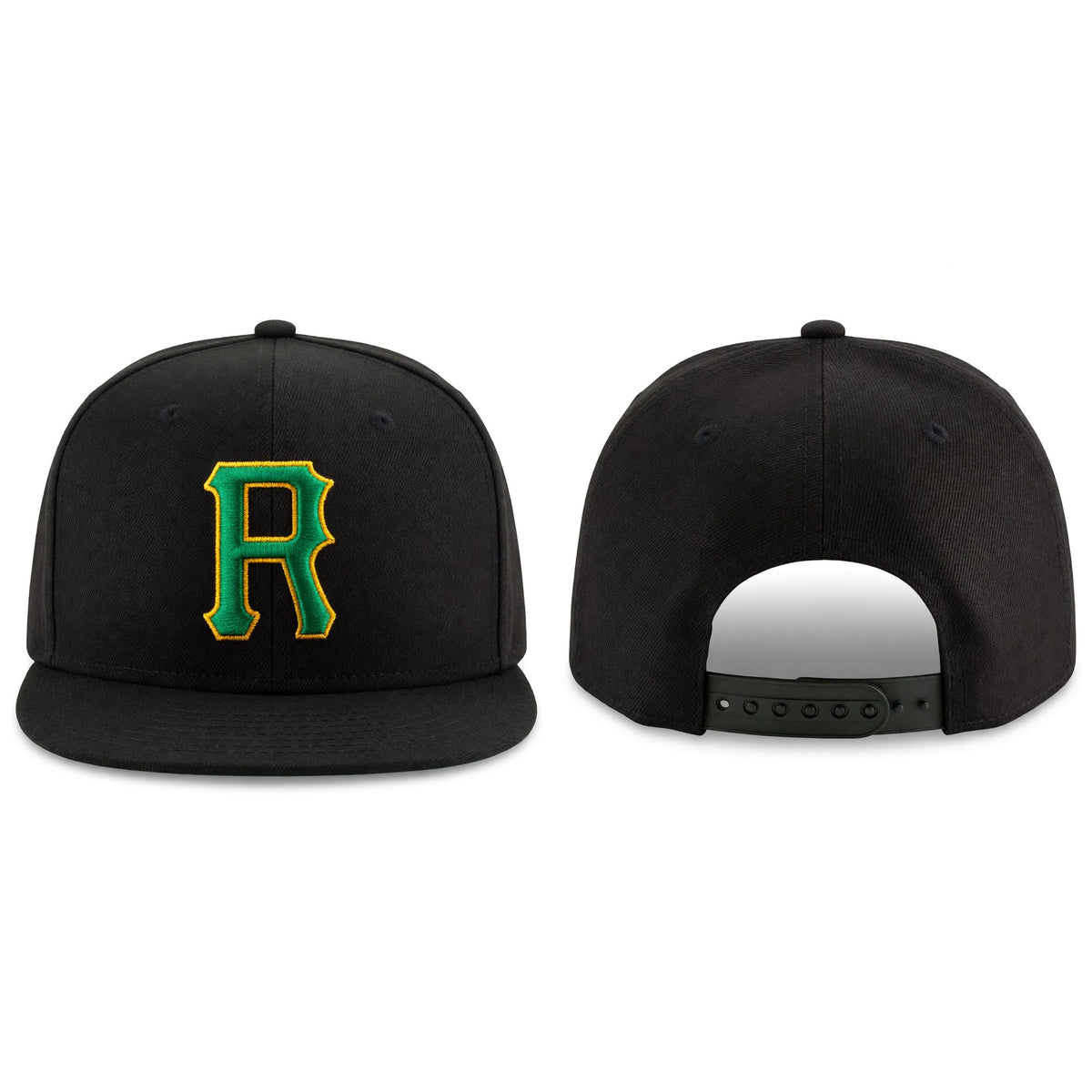 Custom Black Green-Gold Stitched Adjustable Snapback Hat