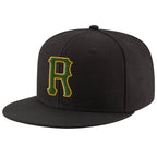 Custom Black Green-Gold Stitched Adjustable Snapback Hat photo 1