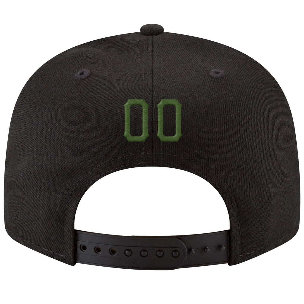 Custom Black Green-Gold Stitched Adjustable Snapback Hat photo 3