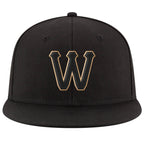 Custom Black Black-Old Gold Stitched Adjustable Snapback Hat photo 2