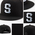 Custom Black Light Gray-White Stitched Adjustable Snapback Hat detail
