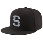Custom Black Light Gray-White Stitched Adjustable Snapback Hat photo 1
