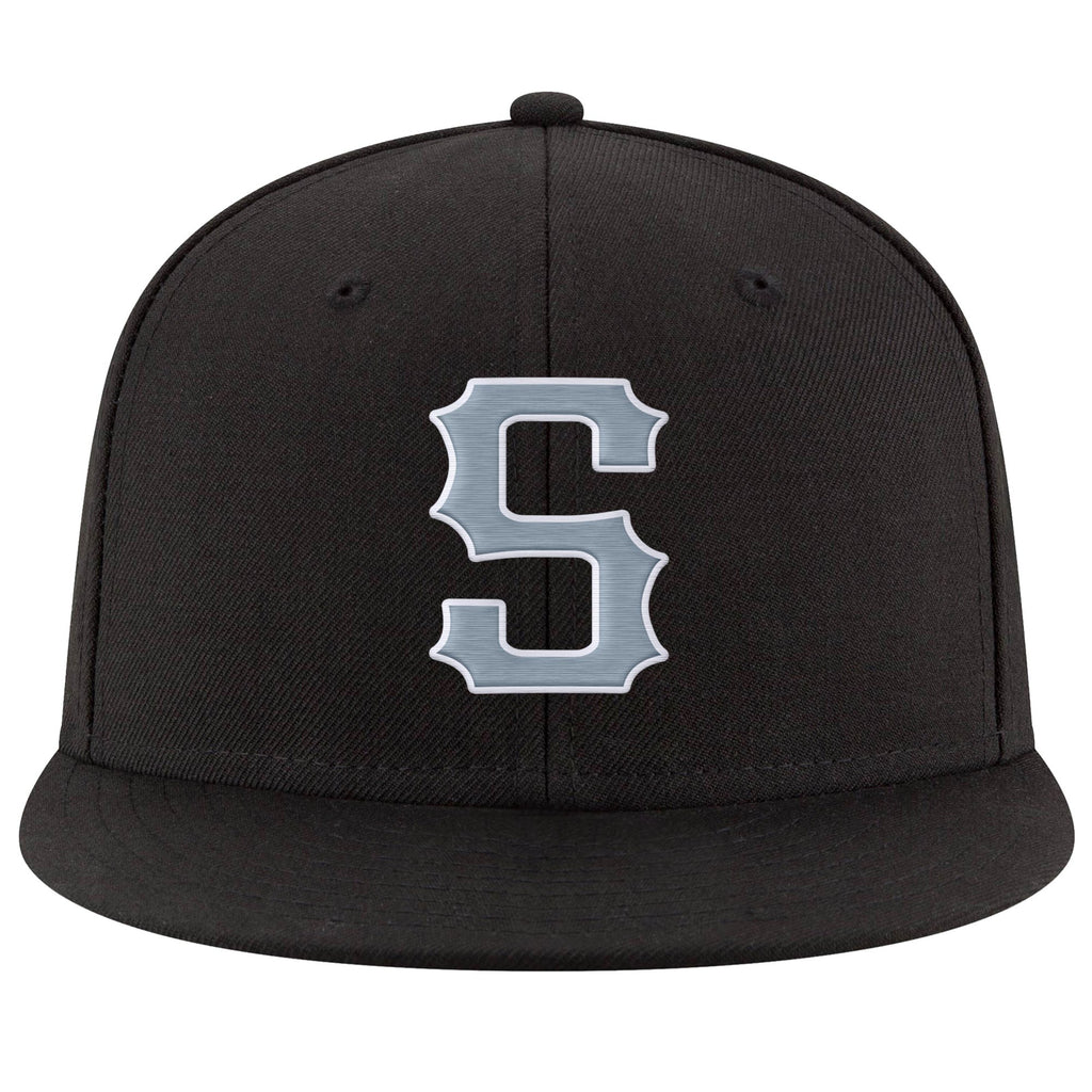 Custom Black Light Gray-White Stitched Adjustable Snapback Hat photo 2