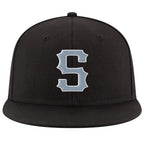Custom Black Light Gray-White Stitched Adjustable Snapback Hat photo 2