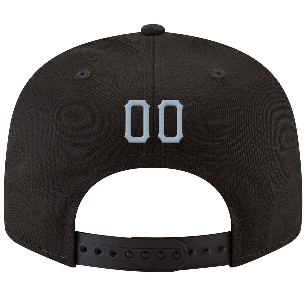 Custom Black Light Gray-White Stitched Adjustable Snapback Hat photo 3