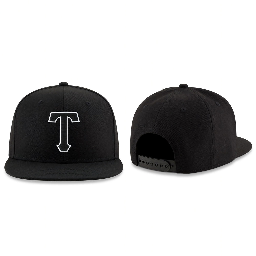 Custom Black Black-White Stitched Adjustable Snapback Hat