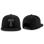 Custom Black Black-White Stitched Adjustable Snapback Hat