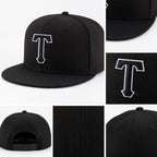 Custom Black Black-White Stitched Adjustable Snapback Hat detail