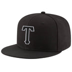Custom Black Black-White Stitched Adjustable Snapback Hat photo 1