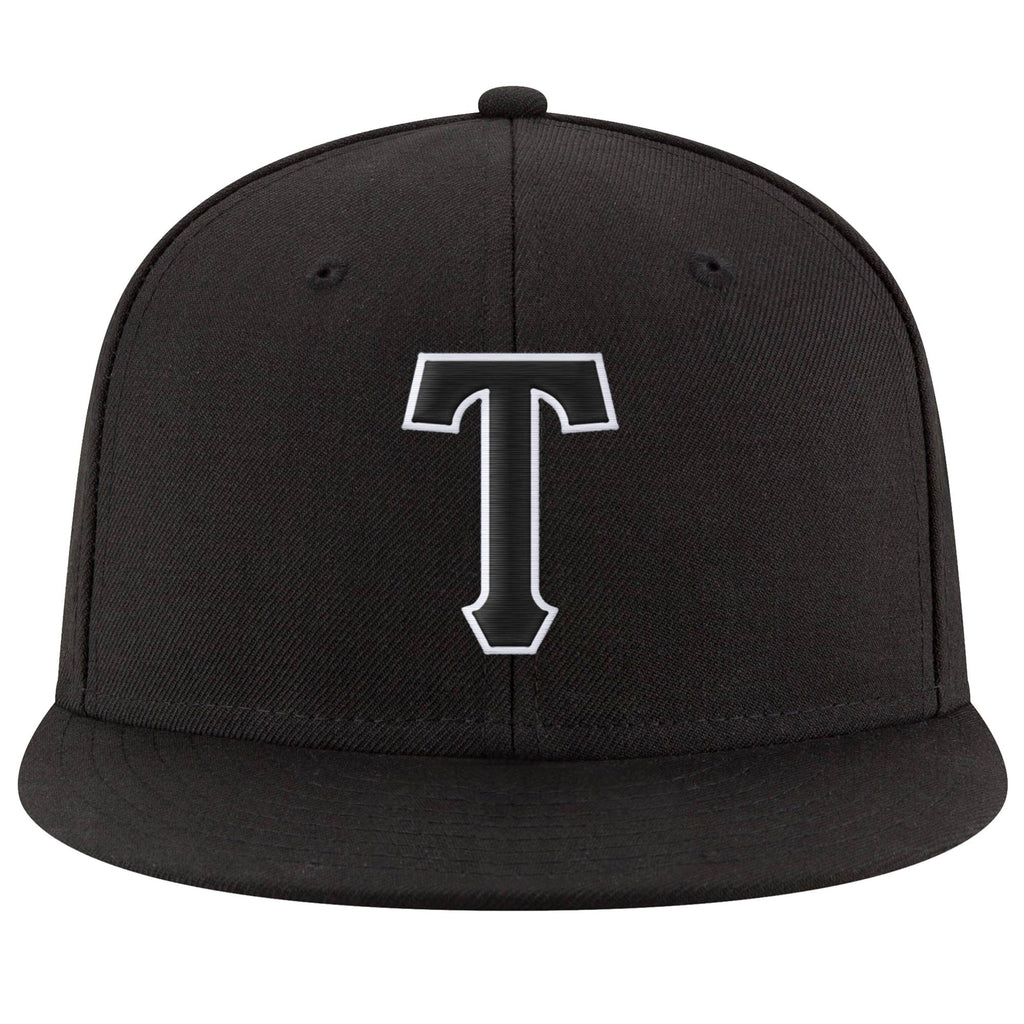 Custom Black Black-White Stitched Adjustable Snapback Hat photo 2
