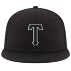 Custom Black Black-White Stitched Adjustable Snapback Hat photo 2