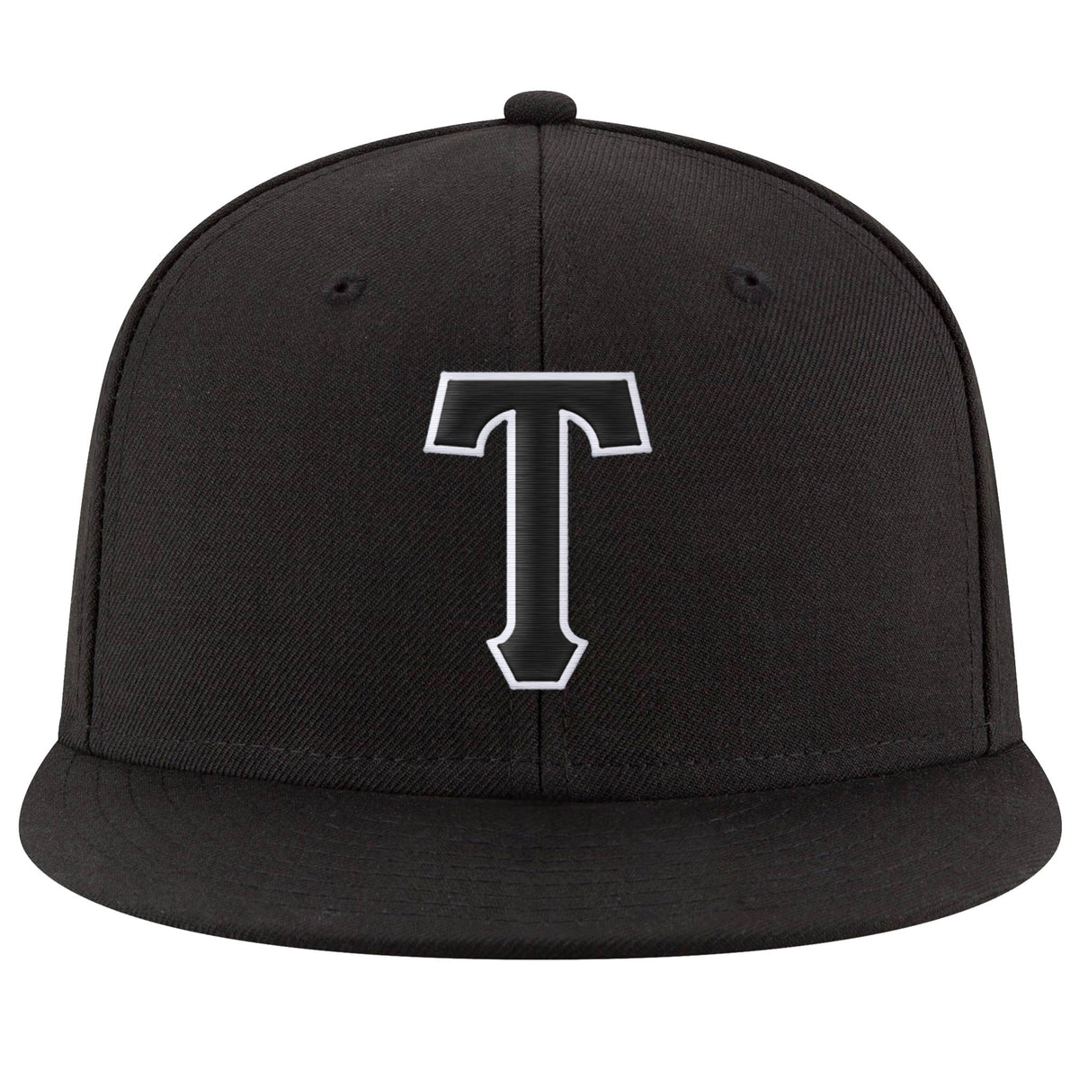 Custom Black Black-White Stitched Adjustable Snapback Hat photo 2