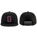 Custom Black Purple-Gold Stitched Adjustable Snapback Hat