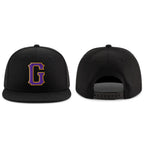 Custom Black Purple-Gold Stitched Adjustable Snapback Hat