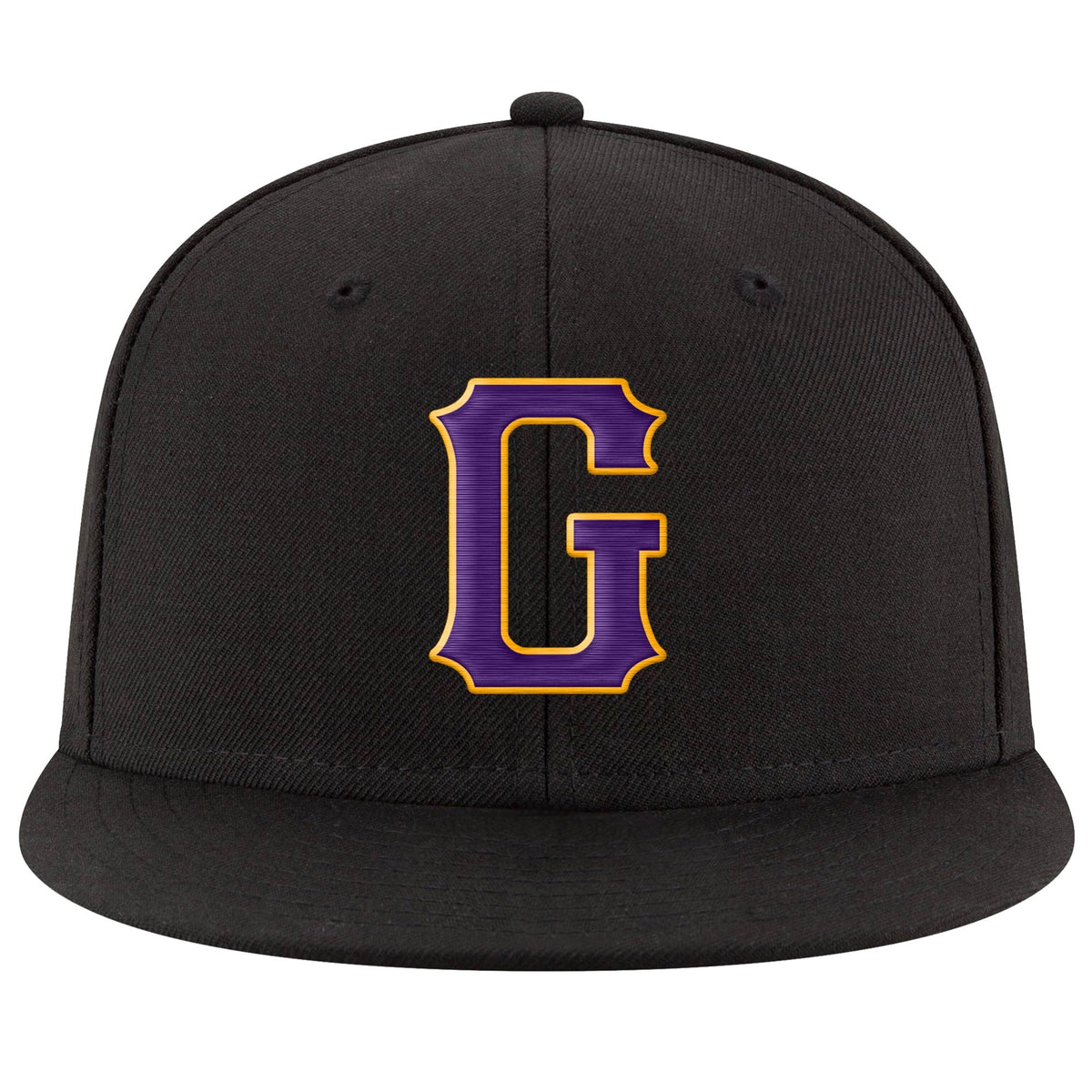 Custom Black Purple-Gold Stitched Adjustable Snapback Hat photo 2