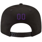 Custom Black Purple-Gold Stitched Adjustable Snapback Hat photo 3