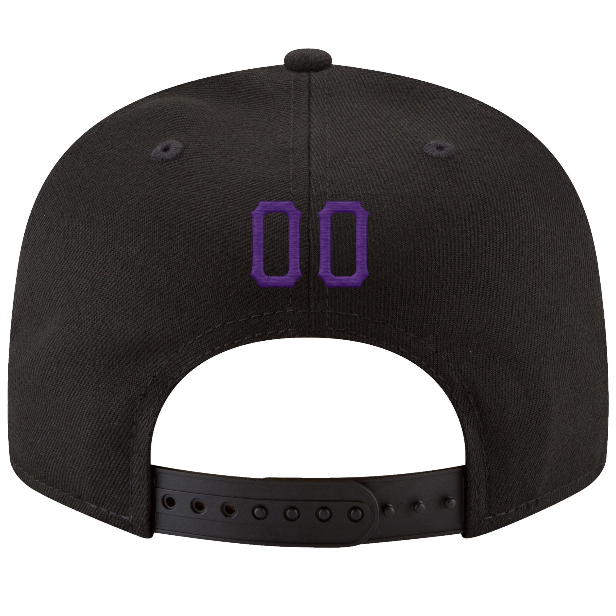 Custom Black Purple-Gold Stitched Adjustable Snapback Hat photo 3