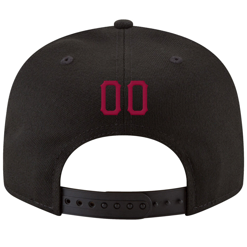 Custom Black Crimson-White Stitched Adjustable Snapback Hat photo 3