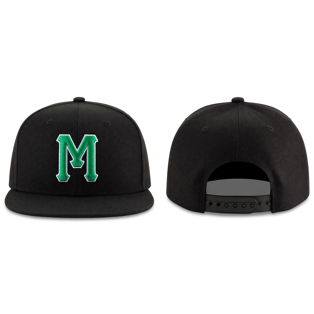 Custom Black Kelly Green-White Stitched Adjustable Snapback Hat