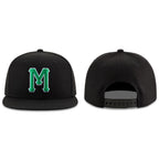 Custom Black Kelly Green-White Stitched Adjustable Snapback Hat