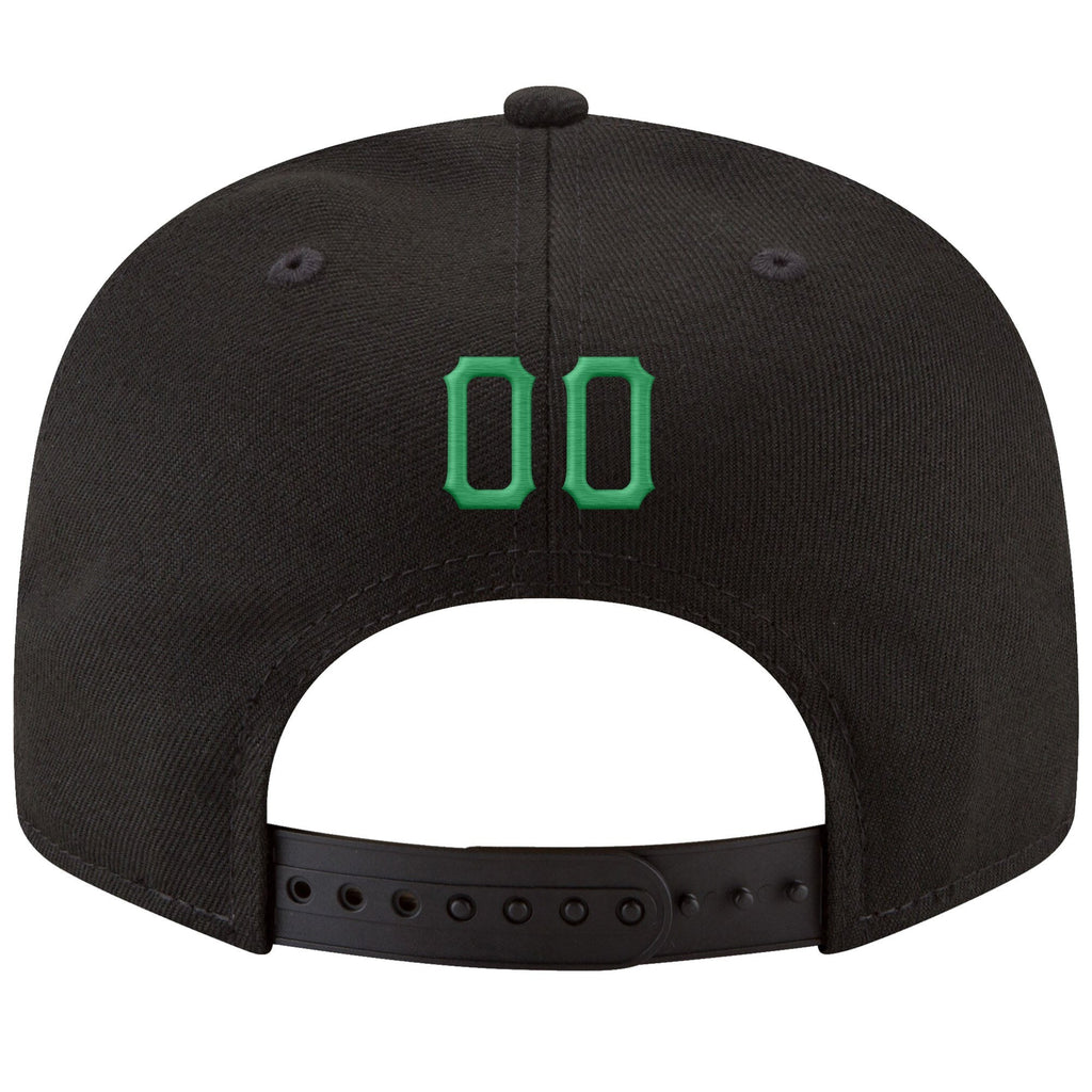 Custom Black Kelly Green-White Stitched Adjustable Snapback Hat photo 3