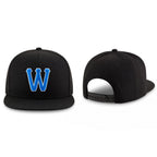 Custom Black Powder Blue-White Stitched Adjustable Snapback Hat