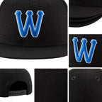 Custom Black Powder Blue-White Stitched Adjustable Snapback Hat detail