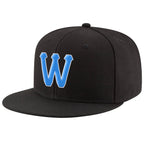 Custom Black Powder Blue-White Stitched Adjustable Snapback Hat photo 1