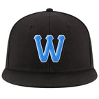 Custom Black Powder Blue-White Stitched Adjustable Snapback Hat photo 2
