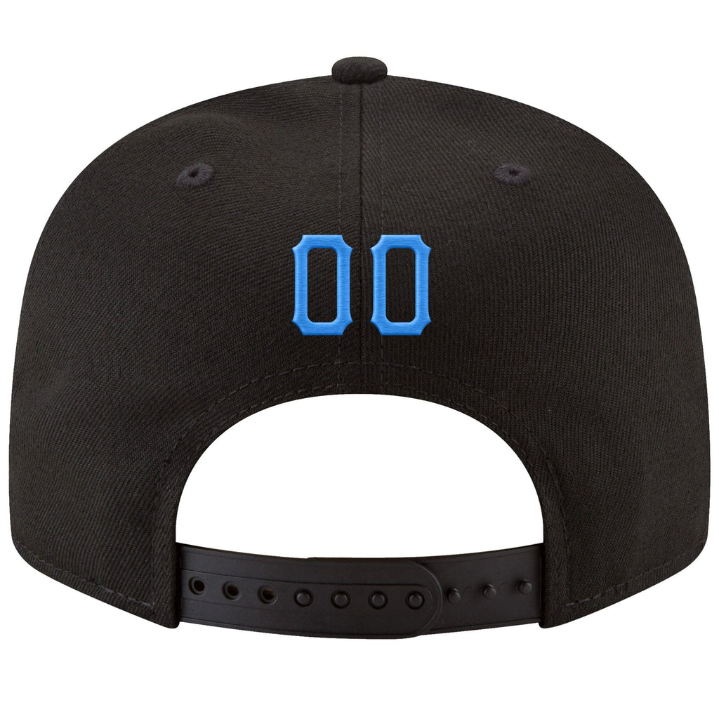 Custom Black Powder Blue-White Stitched Adjustable Snapback Hat photo 3
