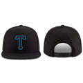 Custom Black Black-Powder Blue Stitched Adjustable Snapback Hat