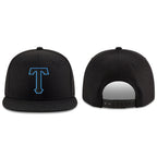 Custom Black Black-Powder Blue Stitched Adjustable Snapback Hat