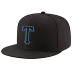 Custom Black Black-Powder Blue Stitched Adjustable Snapback Hat photo 1