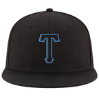Custom Black Black-Powder Blue Stitched Adjustable Snapback Hat photo 2
