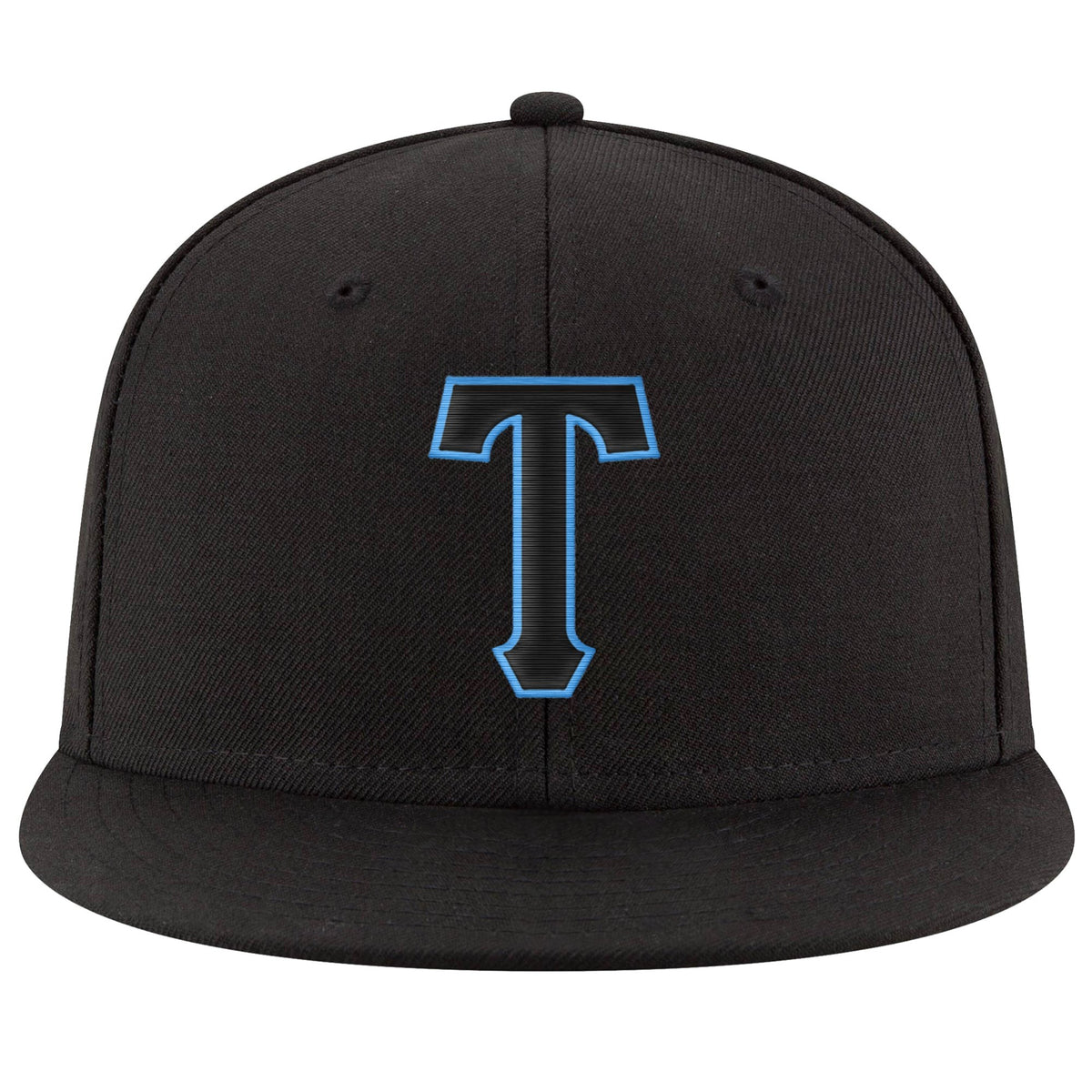 Custom Black Black-Powder Blue Stitched Adjustable Snapback Hat photo 2