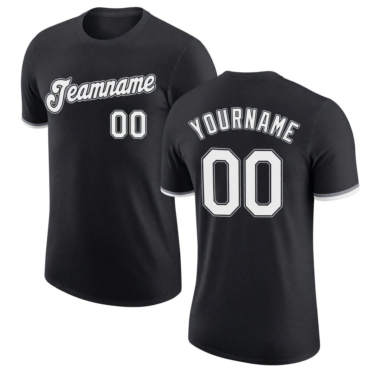 Custom Black White-Gray Performance T-Shirt