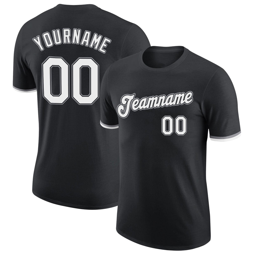Custom Black White-Gray Performance T-Shirt photo 1