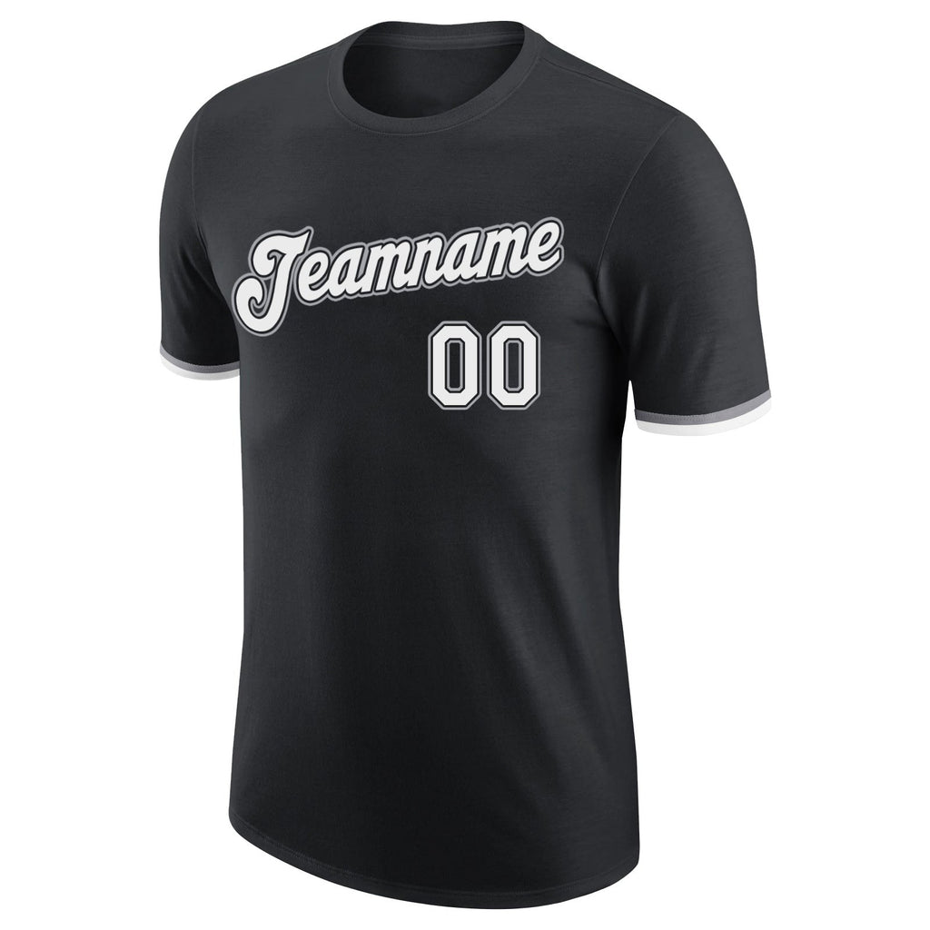 Custom Black White-Gray Performance T-Shirt photo 4