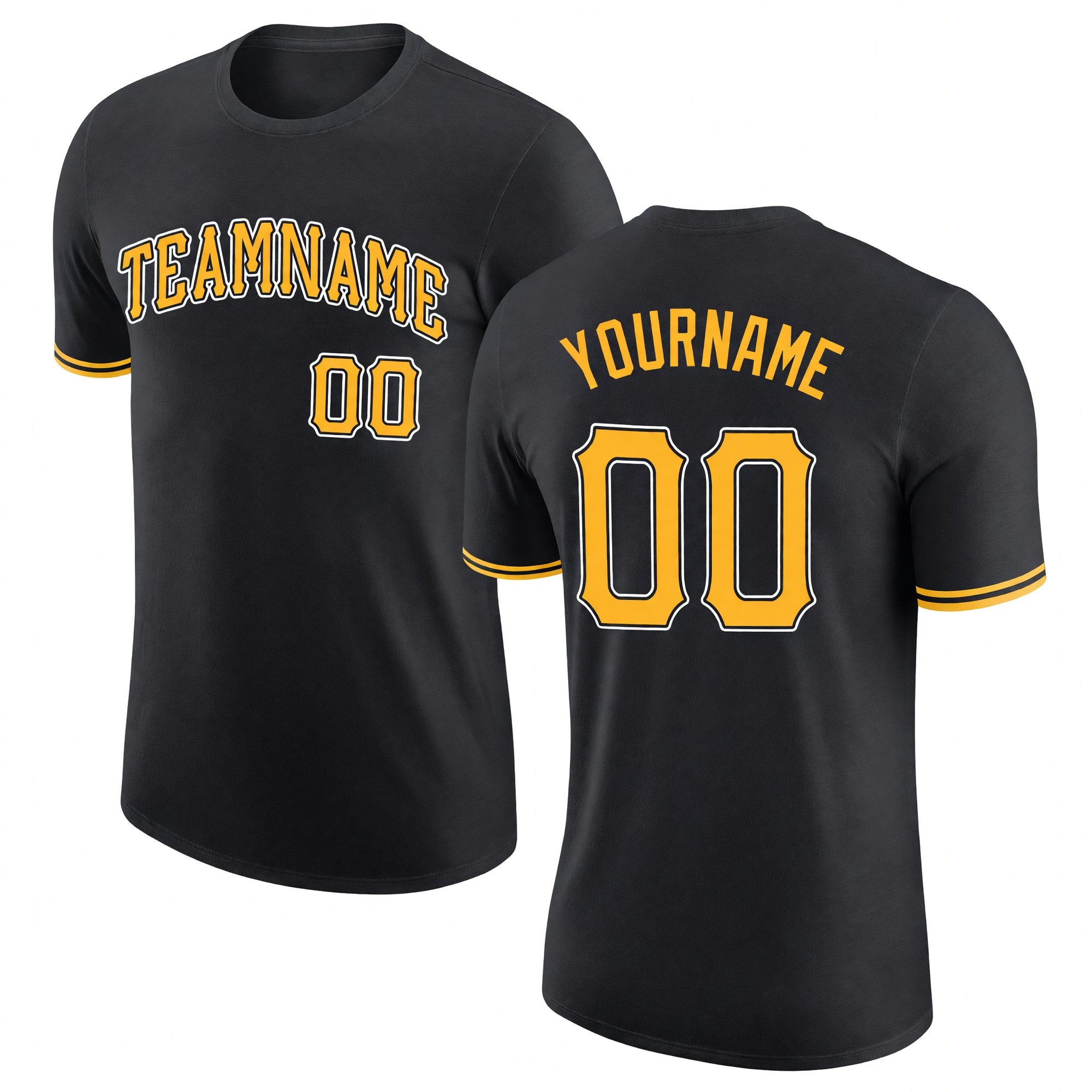 Custom Black Gold-White Performance T-Shirt