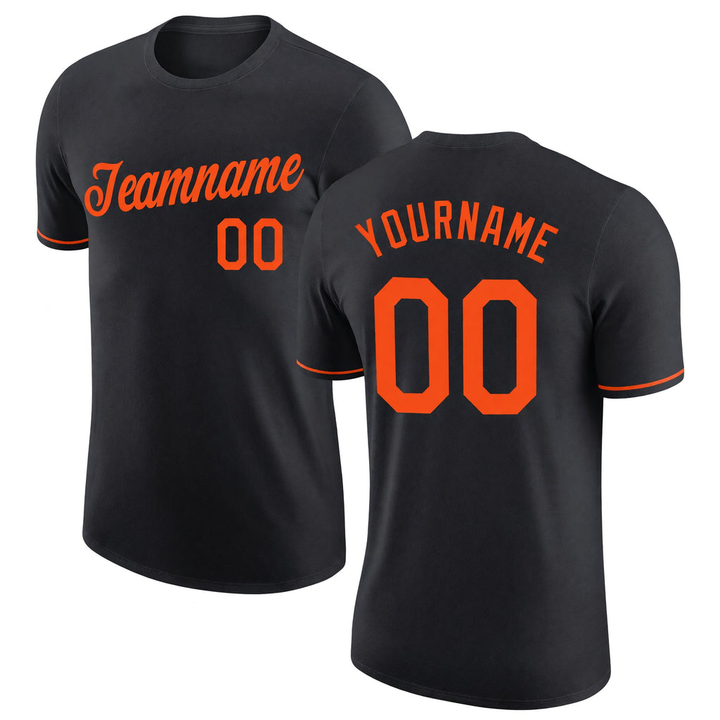 Custom Black Orange Performance T-Shirt
