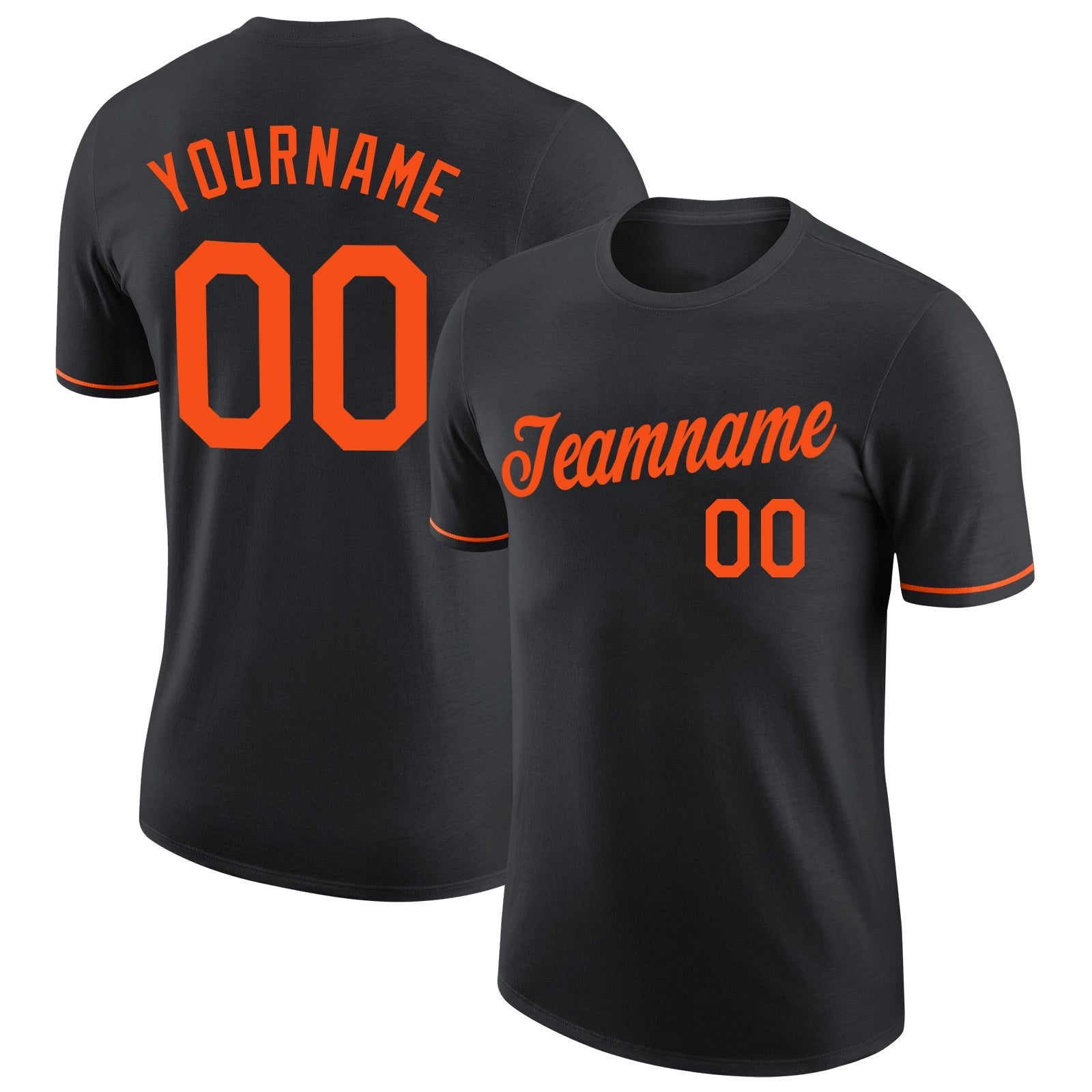 Custom Black Orange Performance T-Shirt photo 1