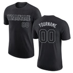 Custom Black Black-Gray Performance T-Shirt