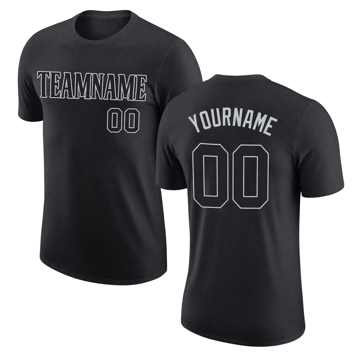 Custom Black Black-Gray Performance T-Shirt