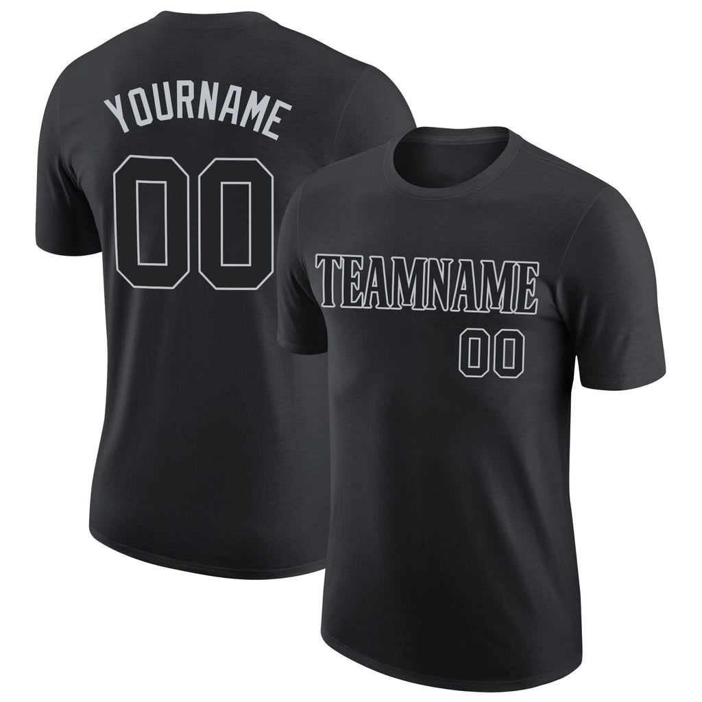 Custom Black Black-Gray Performance T-Shirt photo 1