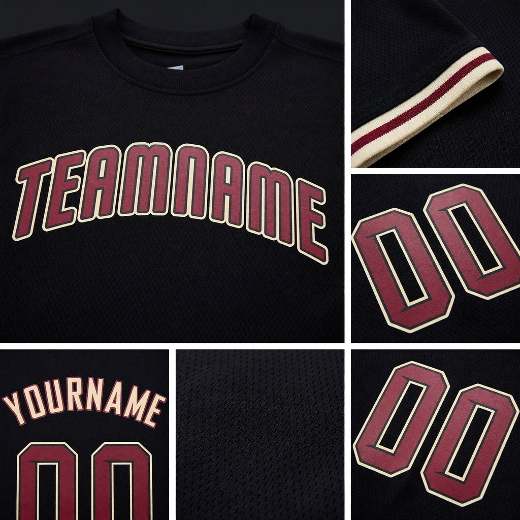 Custom Black Crimson-City Cream Performance T-Shirt detail