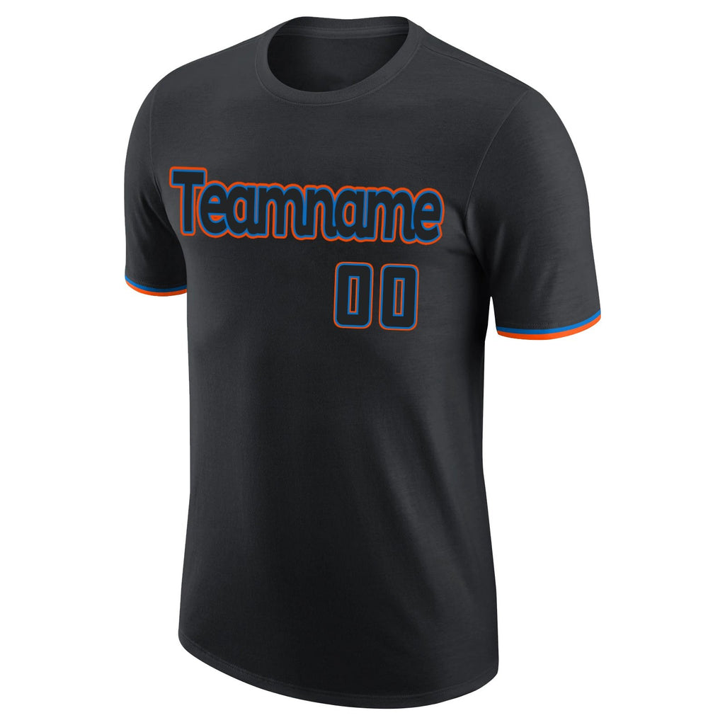 Custom Black Black-Powder Blue Performance T-Shirt photo 4