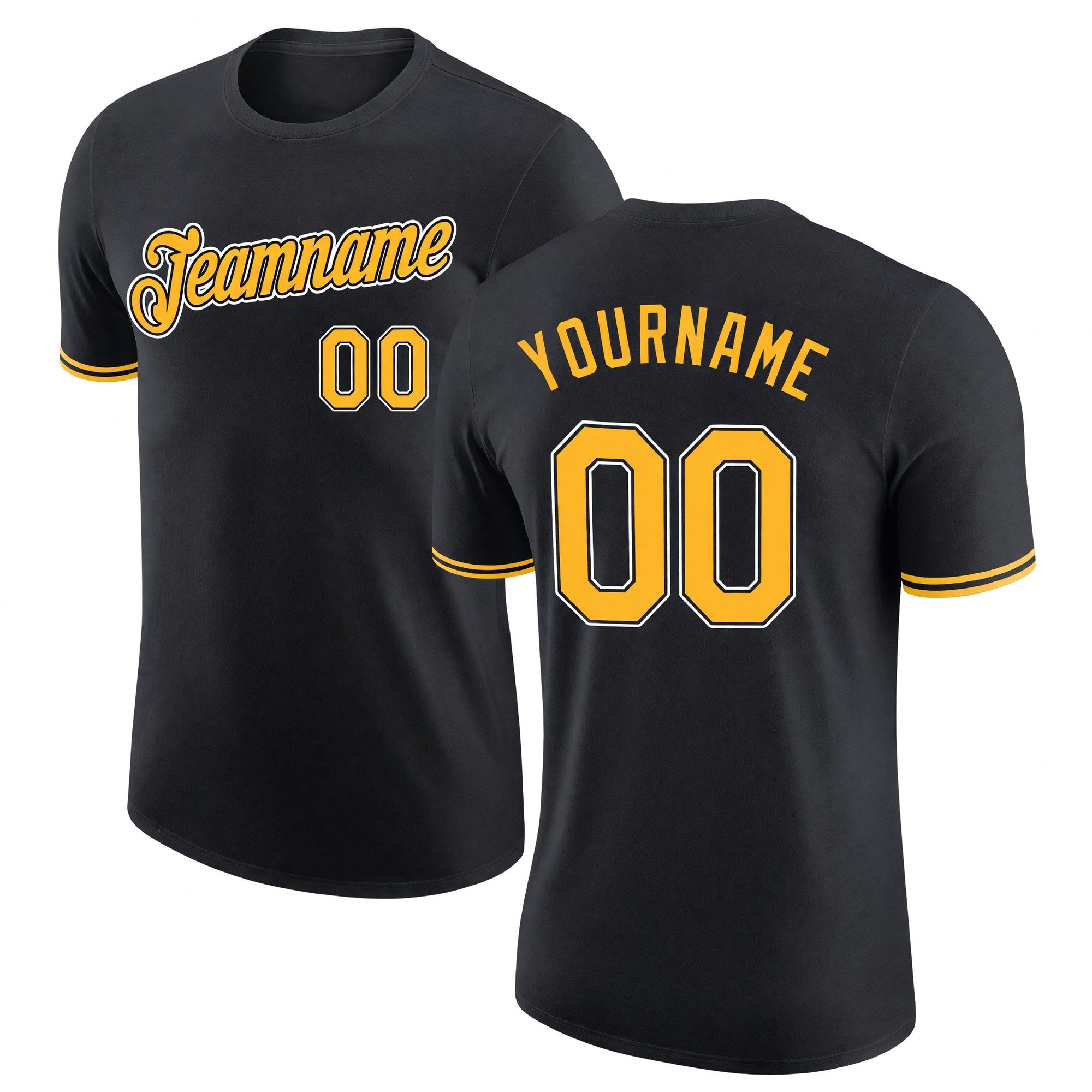 Custom Black Gold-White Performance T-Shirt