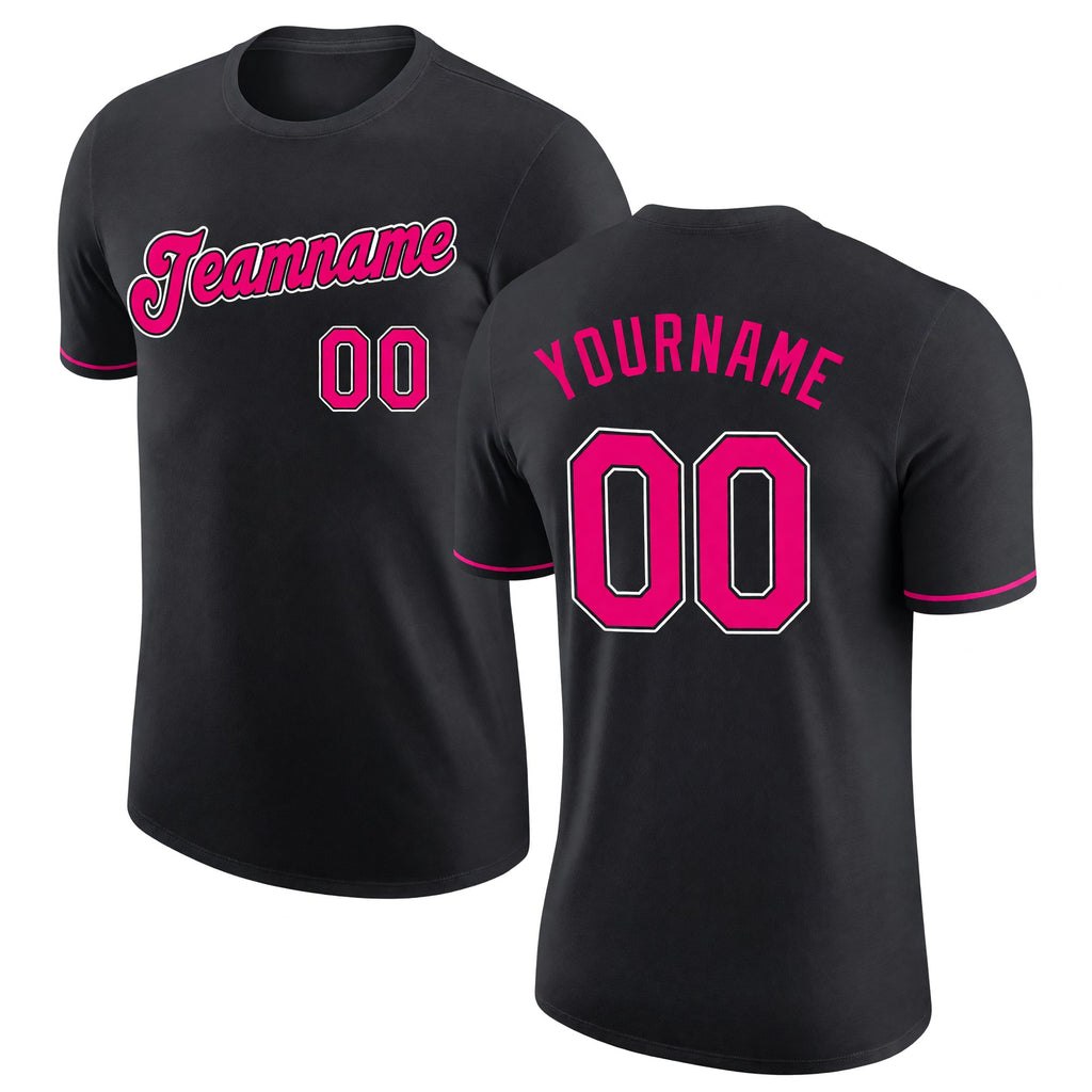 Custom Black Pink-White Performance T-Shirt