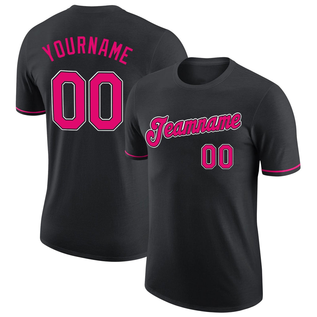 Custom Black Pink-White Performance T-Shirt photo 1